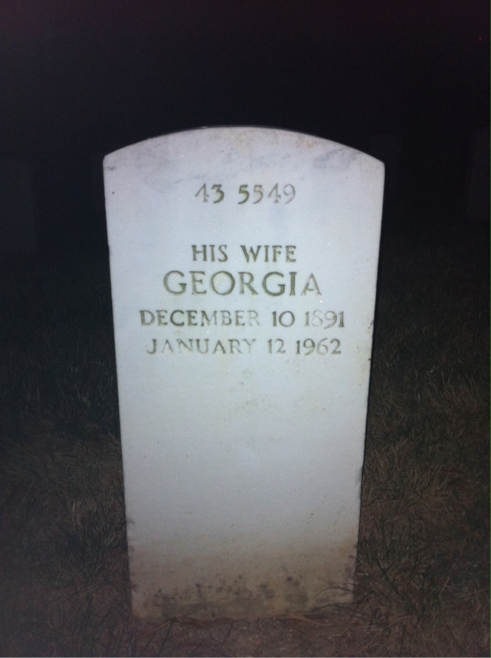 Back of headstone — Georgia Bauldock