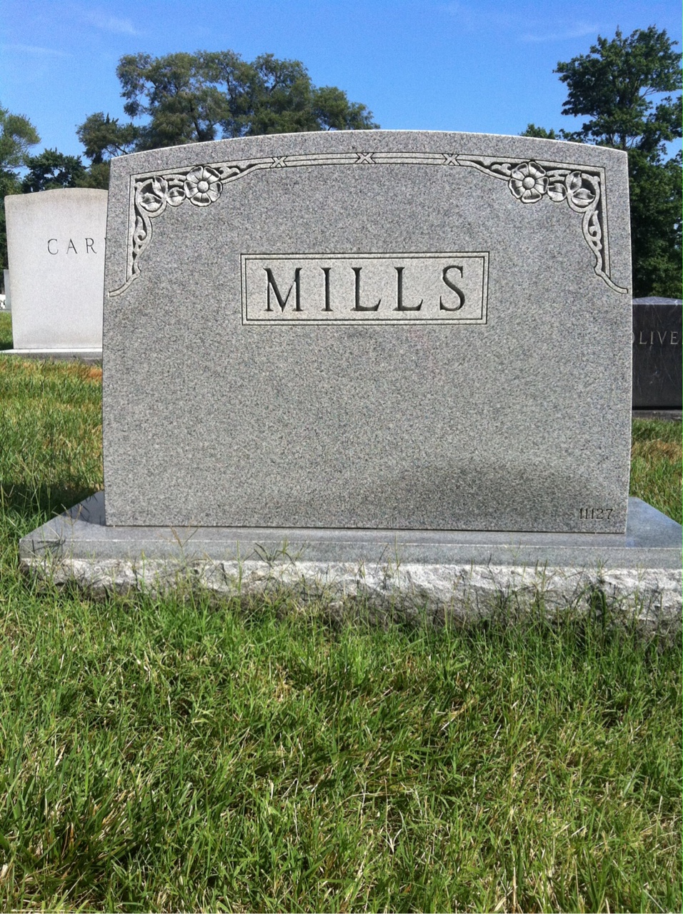 Back of headstone — William Mills