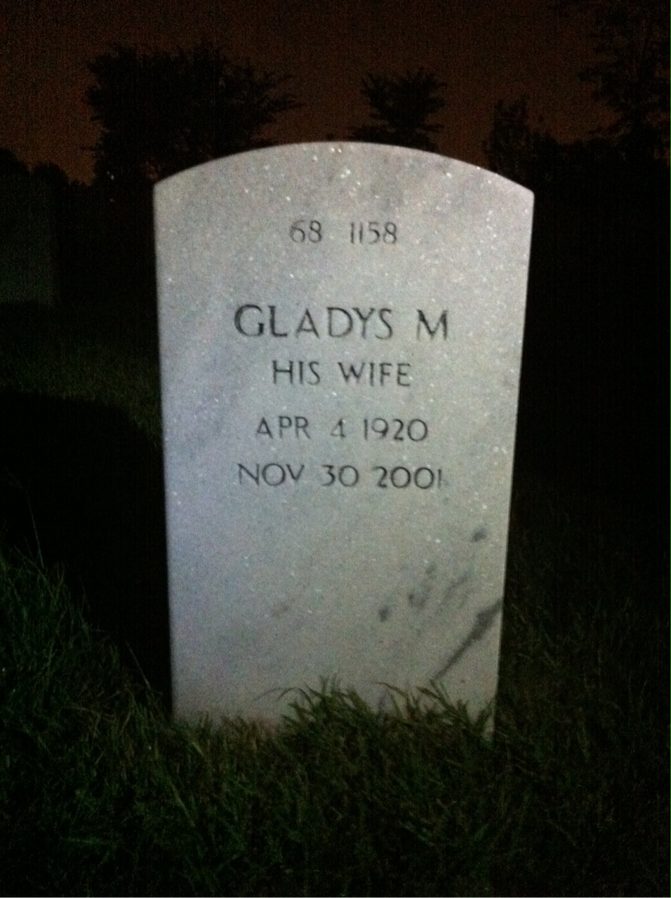 Back of headstone — Warren E Bernard