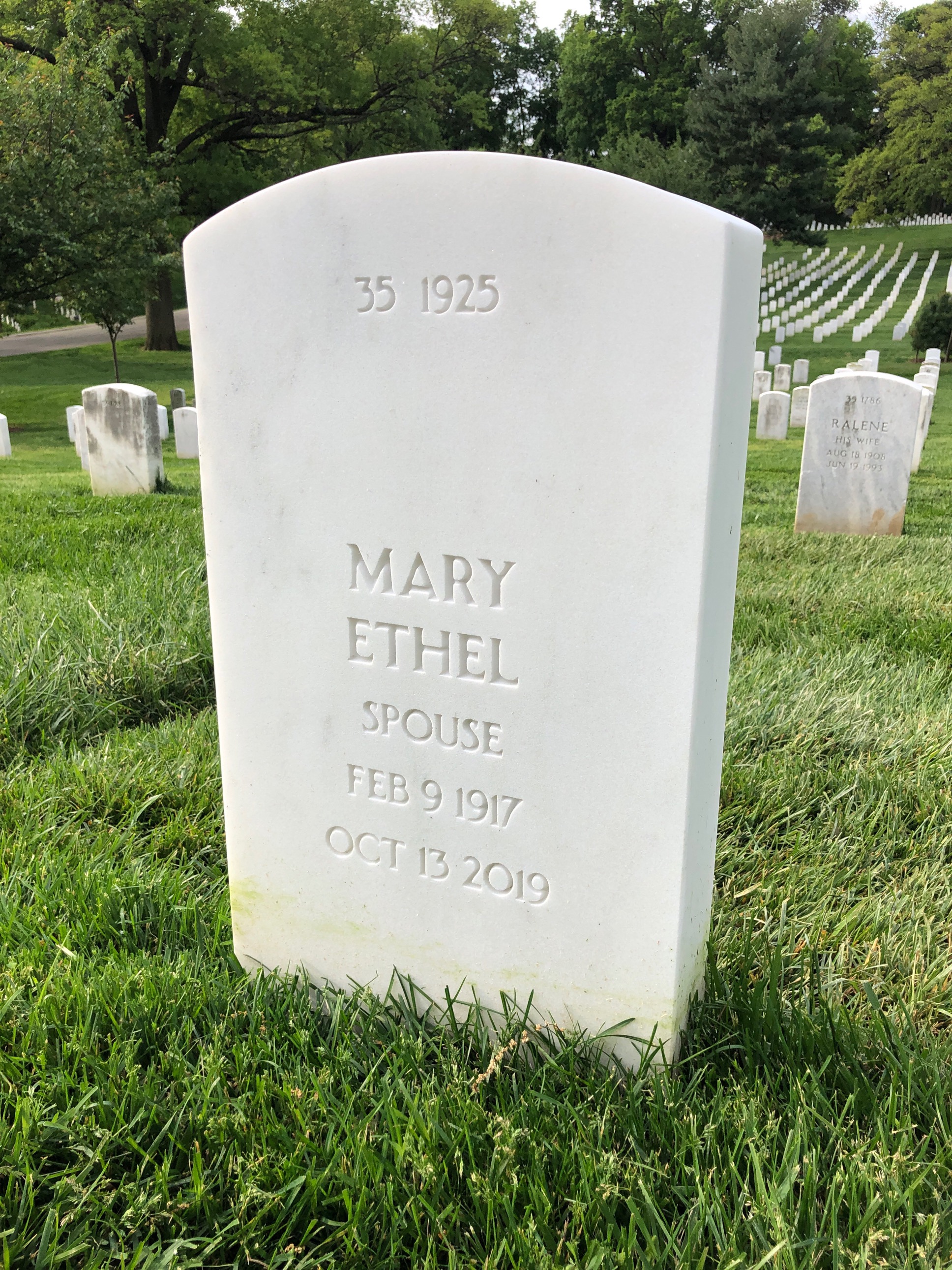 Back of headstone — John Moss
