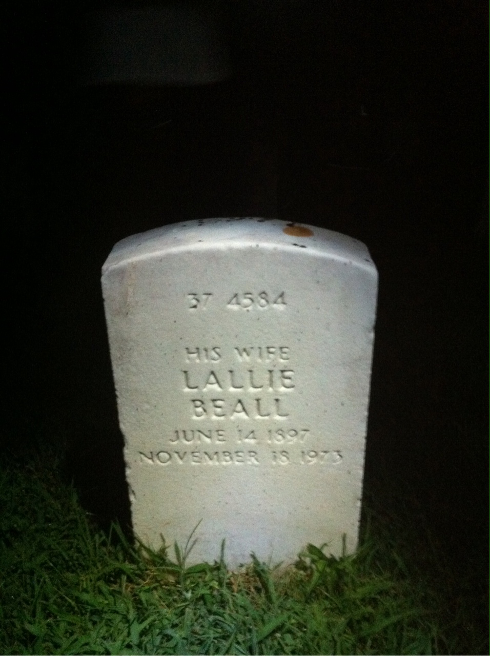 Back of headstone — Lallie Mckenzie