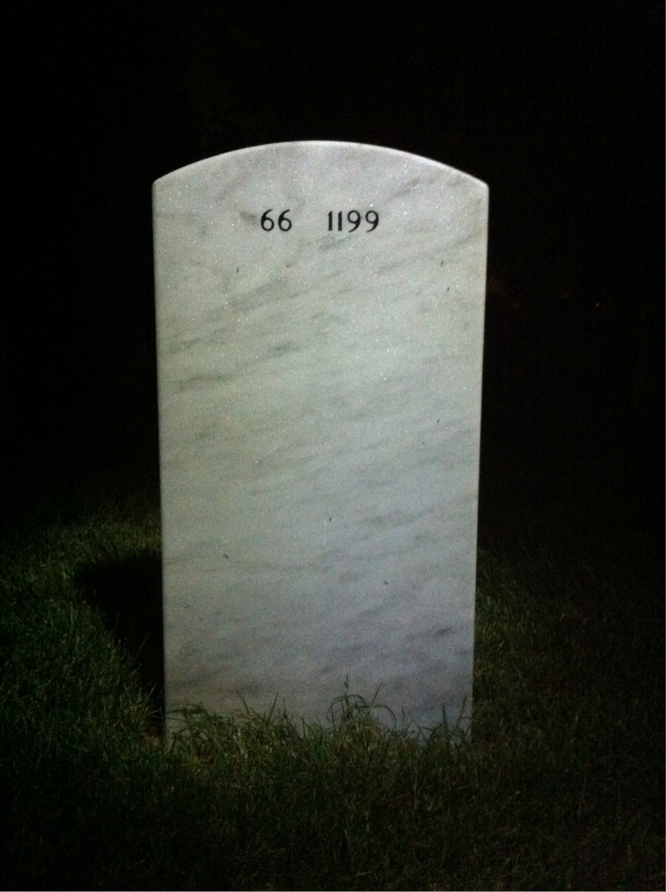 Back of headstone — Warren Bishop