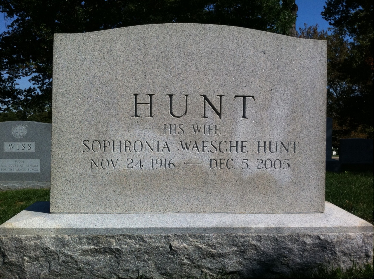 Back of headstone — Ralph Hunt