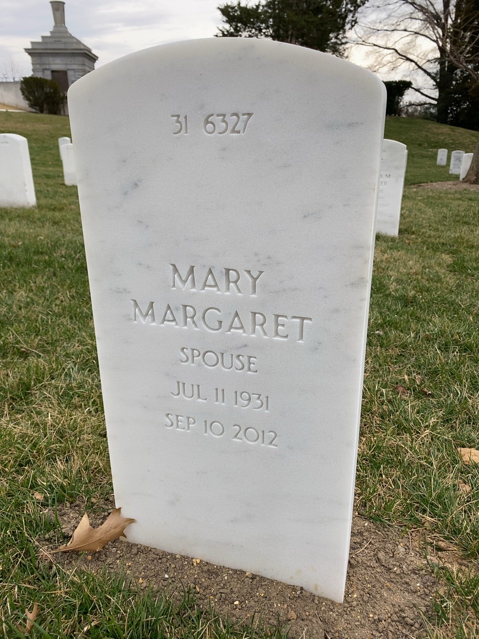 Back of headstone — Wilbert E Simon