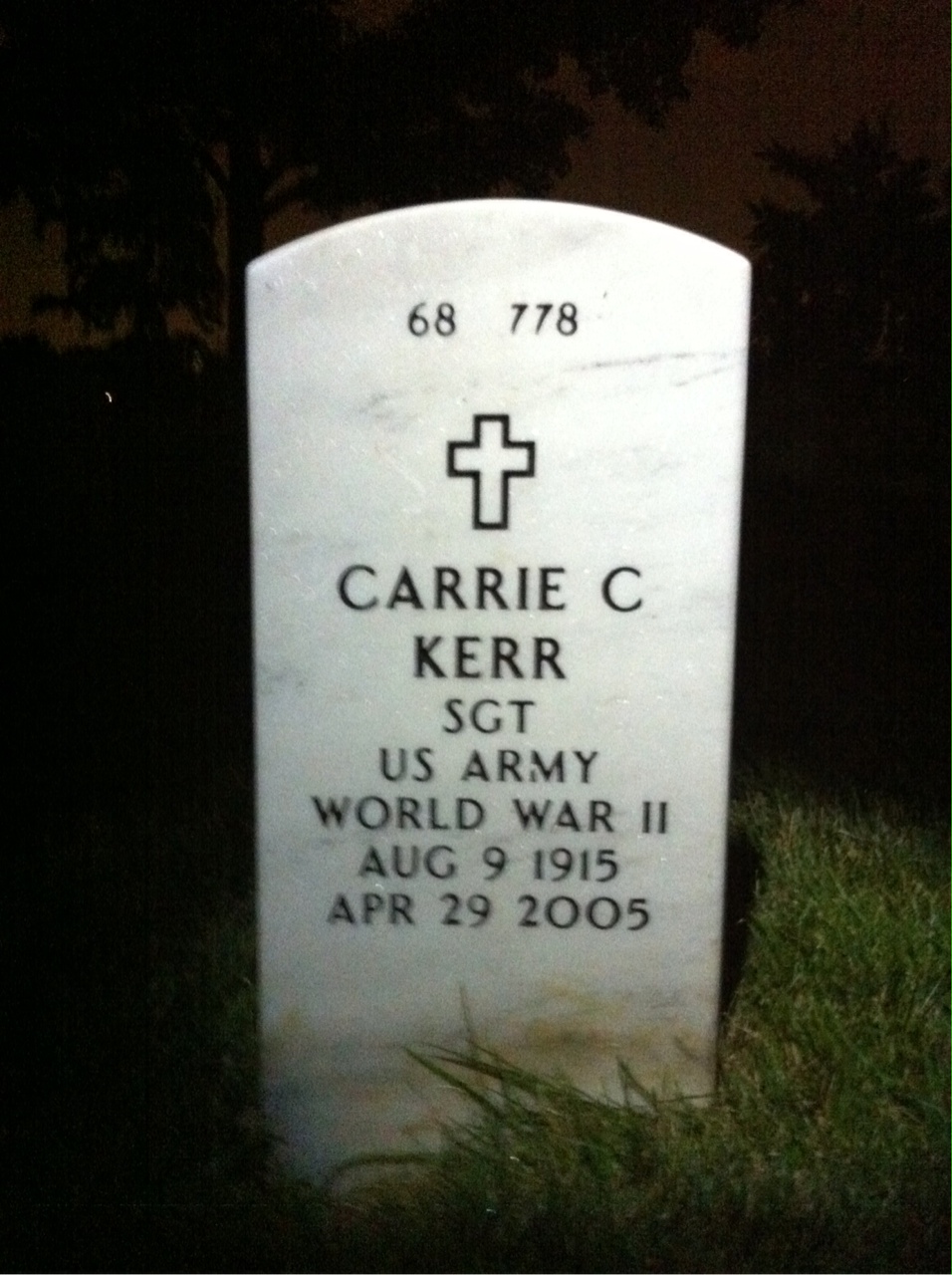Back of headstone — Charles Kerr