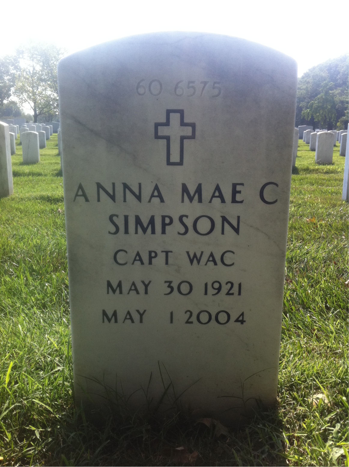 Back of headstone — Anna Simpson