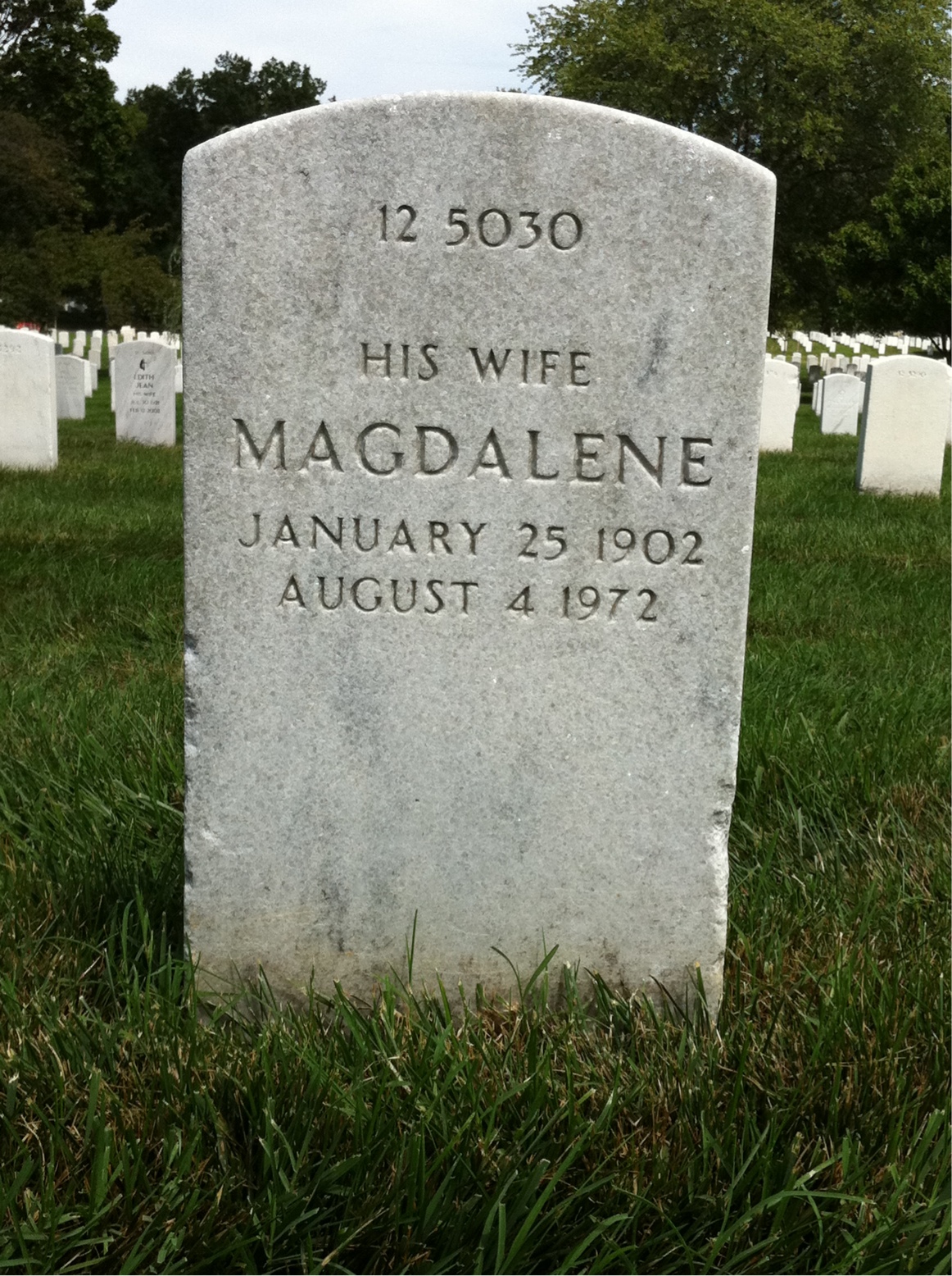 Back of headstone — William J Davis