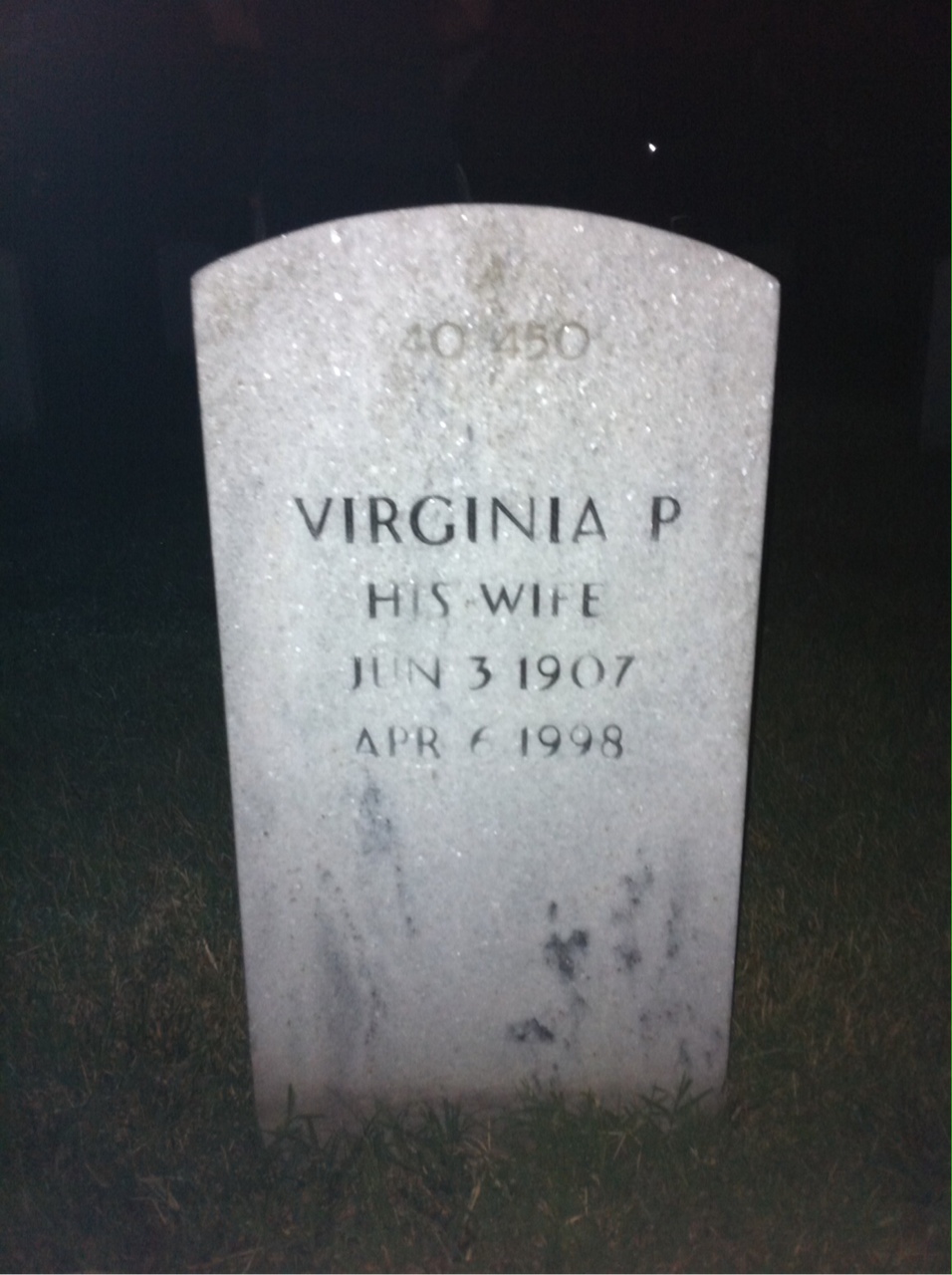 Back of headstone — William H Mason