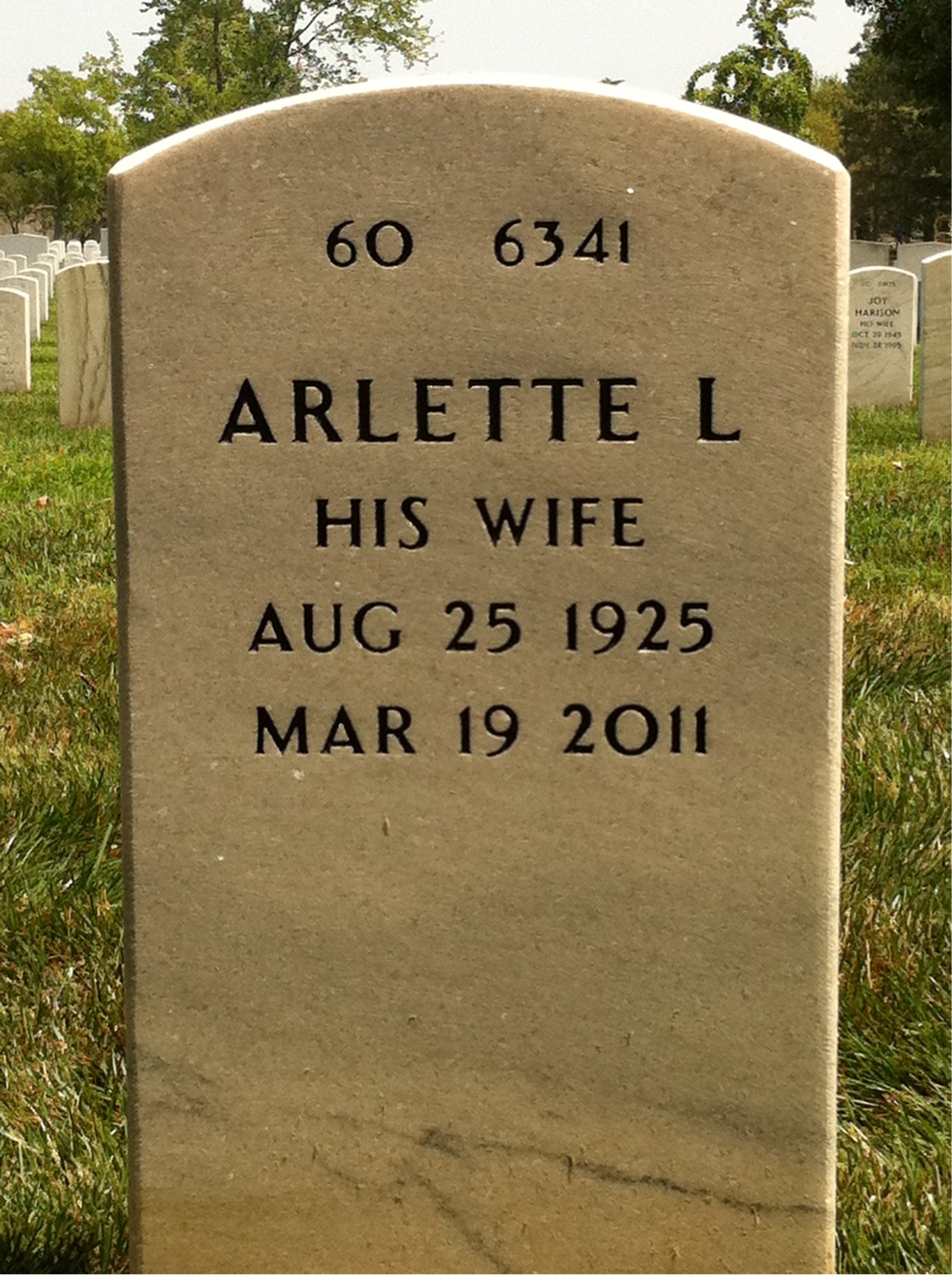 Back of headstone — Armour Armstrong