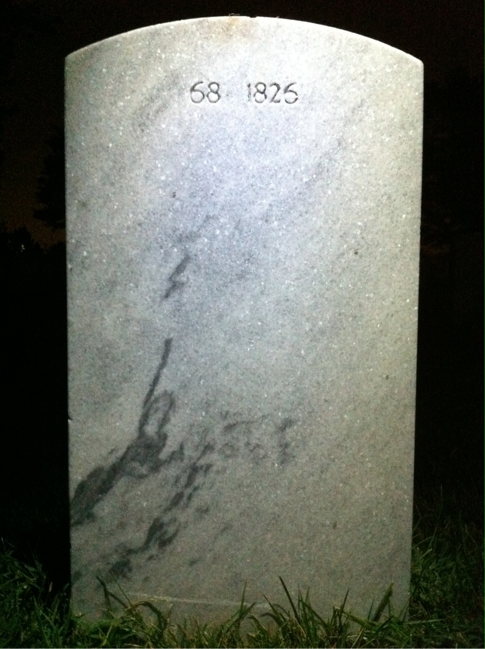 Back of headstone — Paris Mitchell