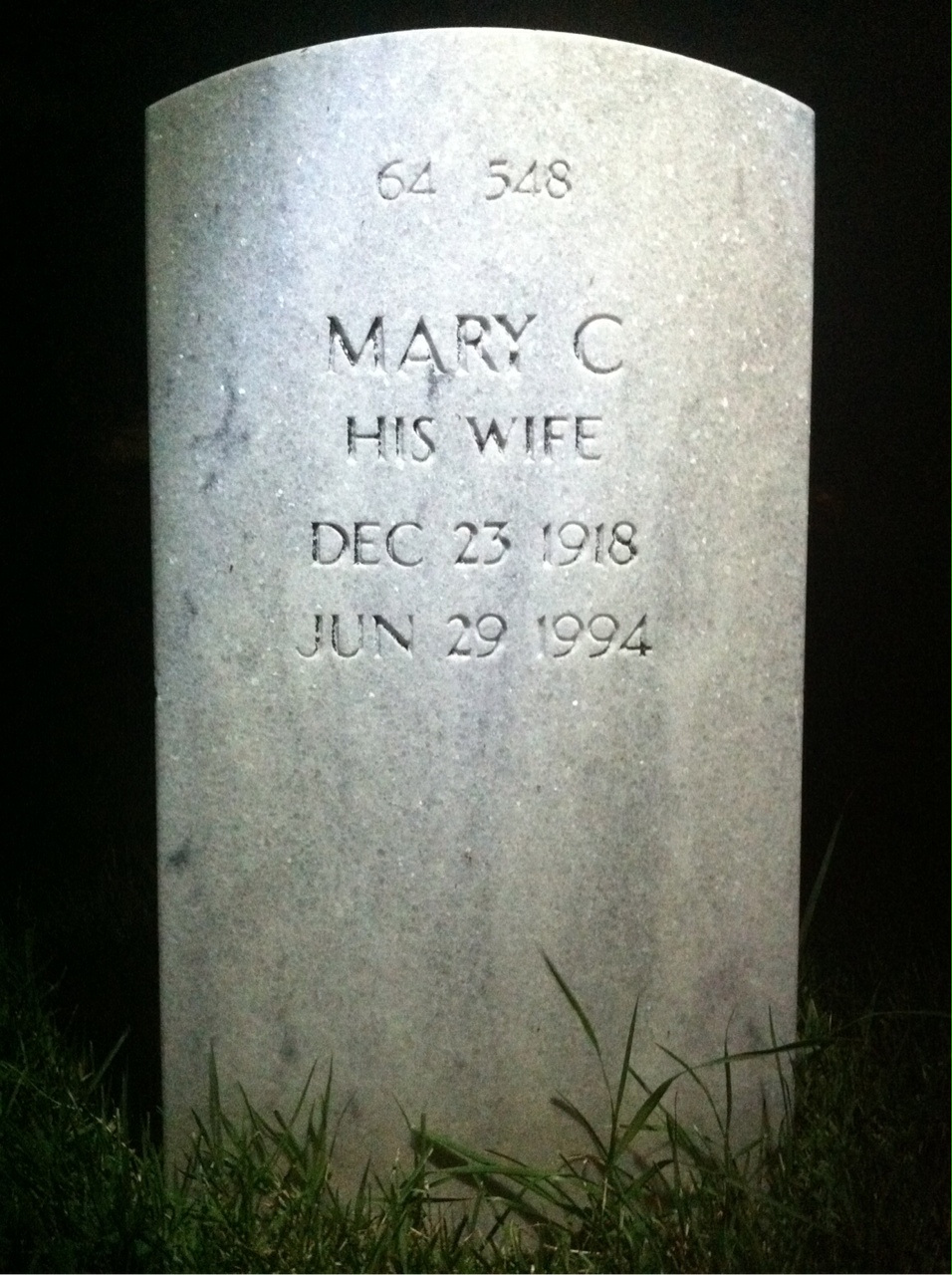 Back of headstone — Arthur F Landon