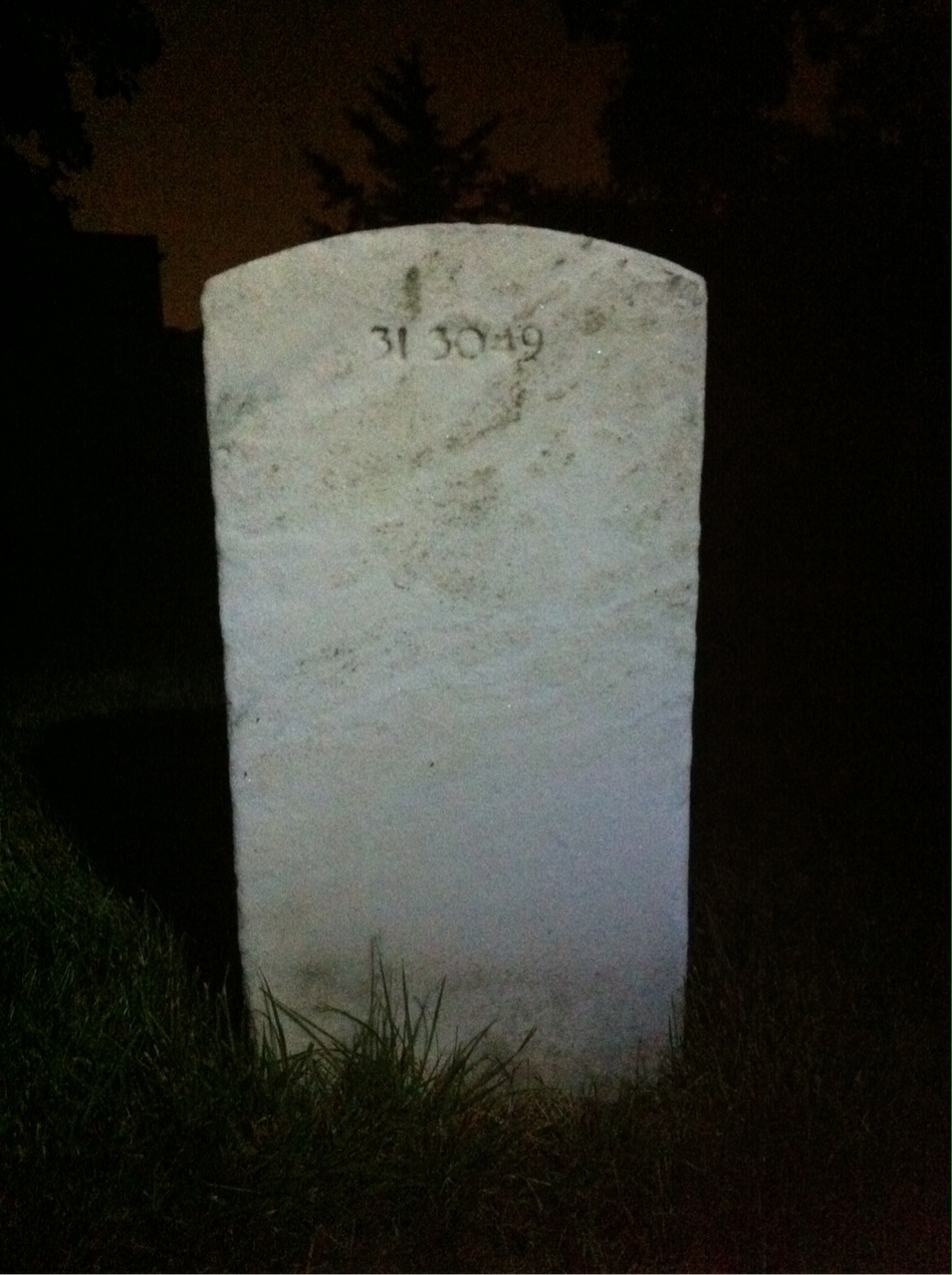 Back of headstone — Canie Arthur