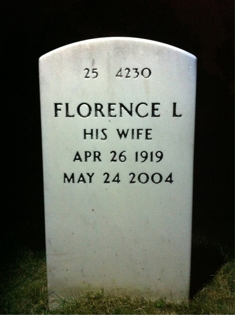 Back of headstone — Madison Thomas