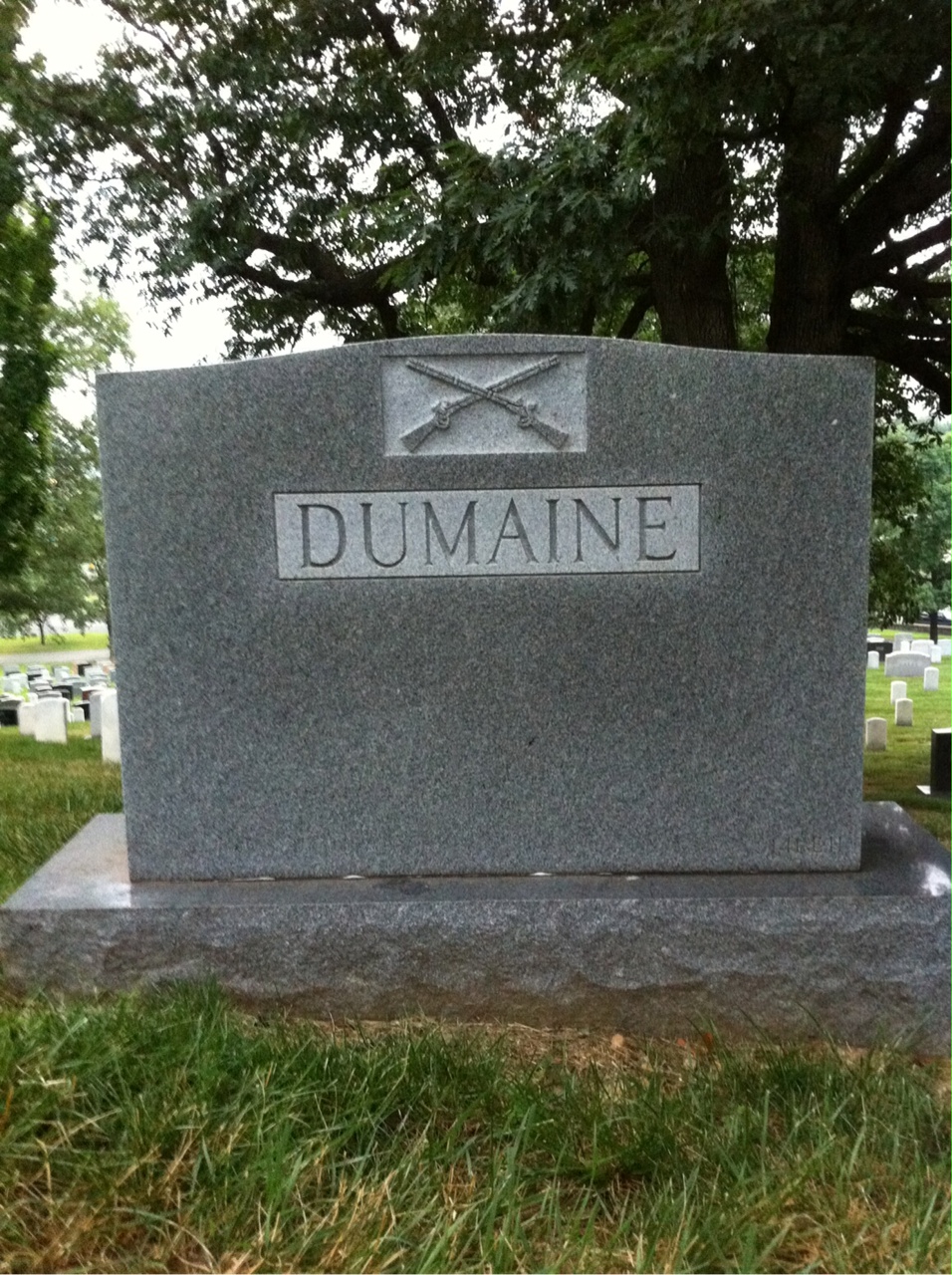 Back of headstone — John Dumaine