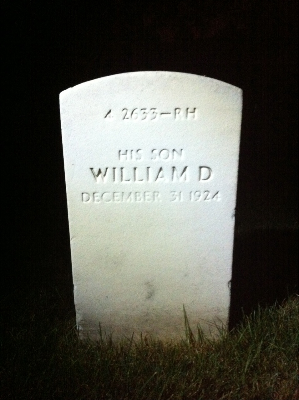 Back of headstone — William Charles Greany