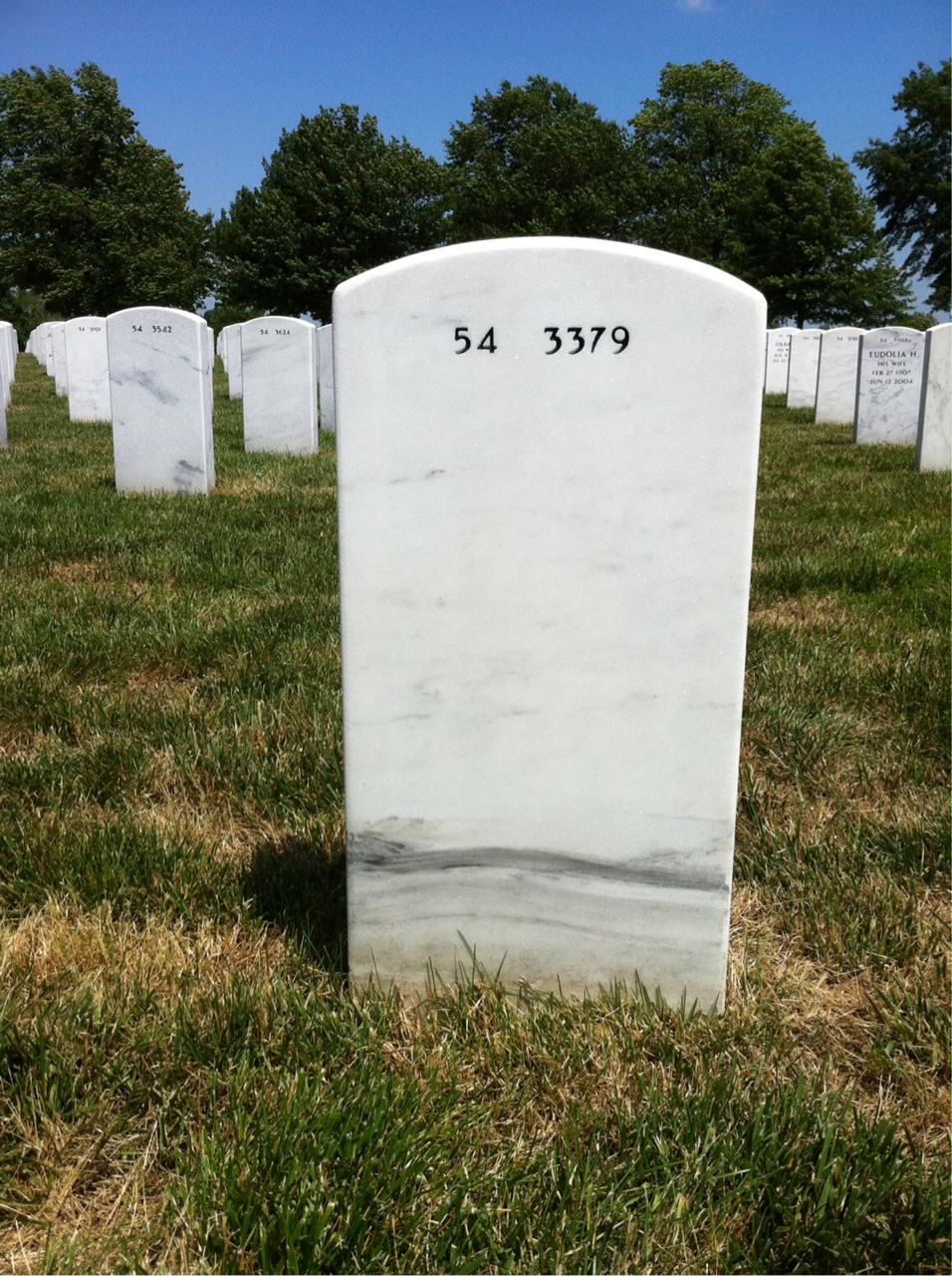 Back of headstone — Raymond Eckert