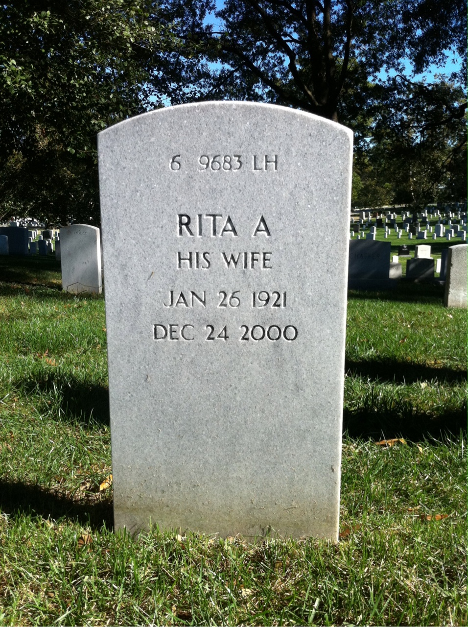 Back of headstone — Rita Atwell