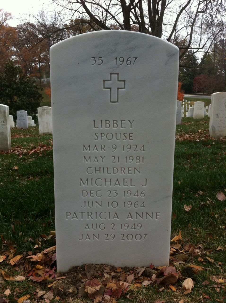 Back of headstone — Hugh Garvey