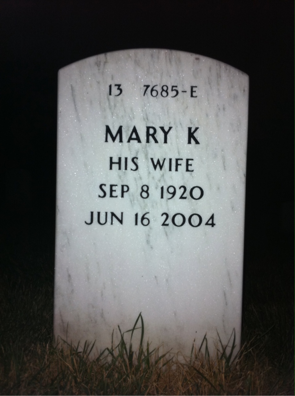 Back of headstone — Ernest Hearon