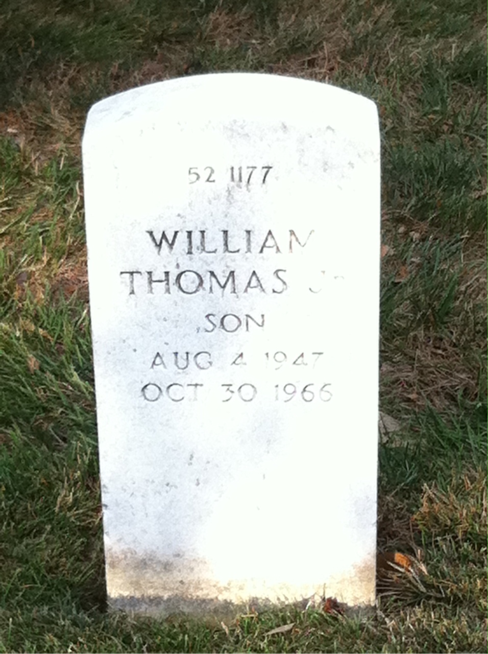 Back of headstone — William T Brass
