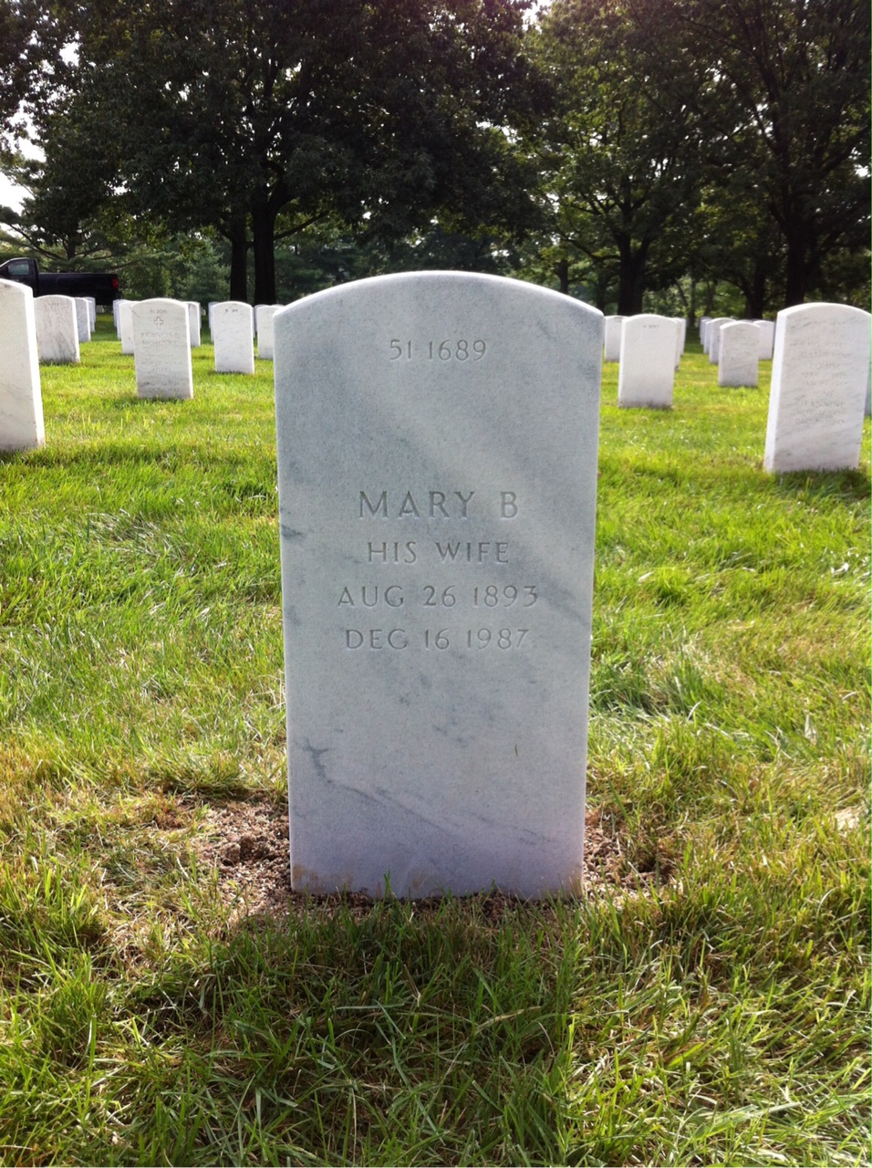 Back of headstone — William H Freeman