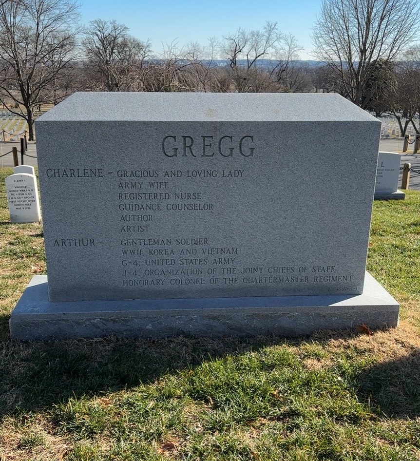 Back of headstone — Arthur Gregg
