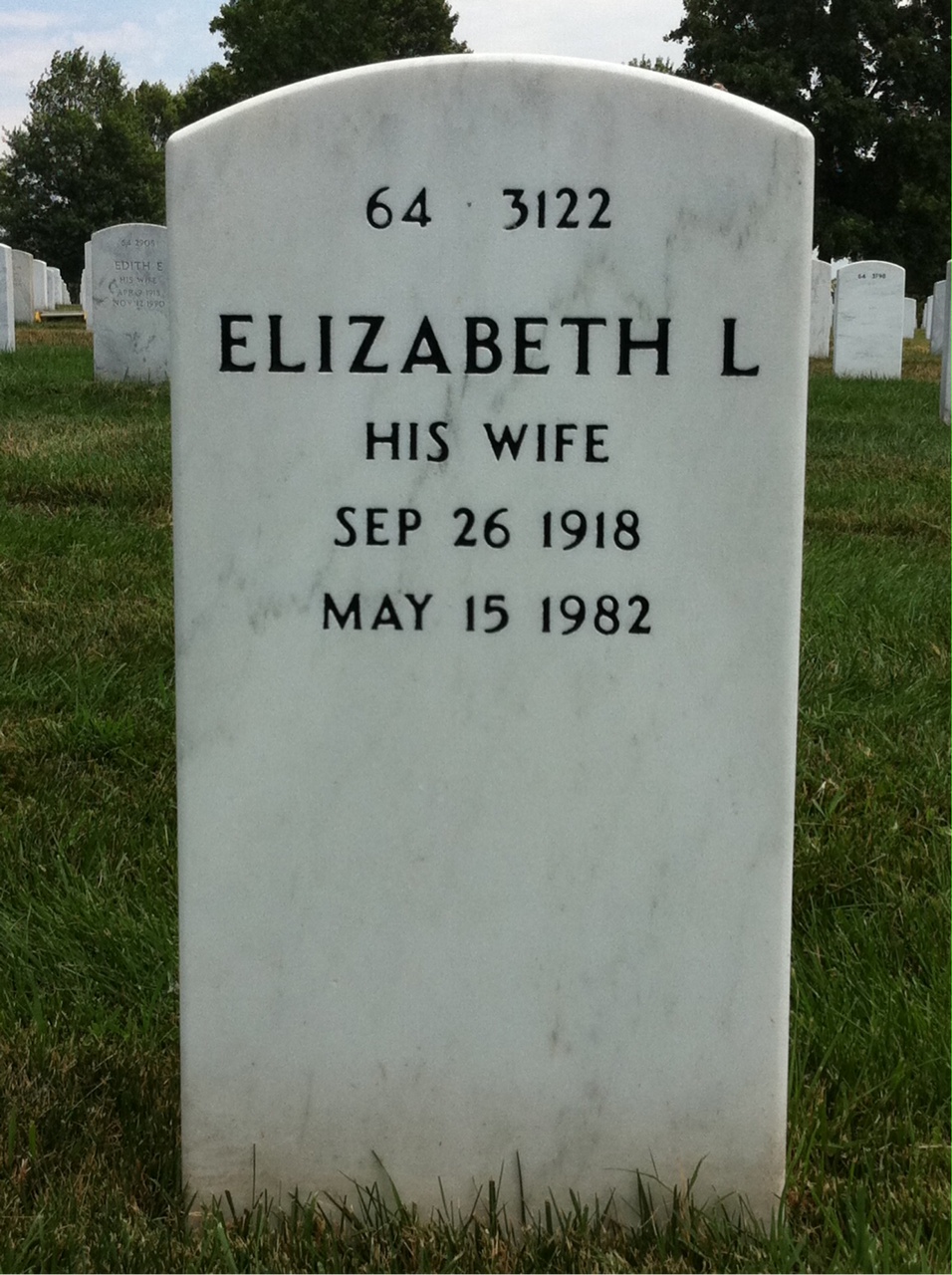 Back of headstone — Lawrence Bour