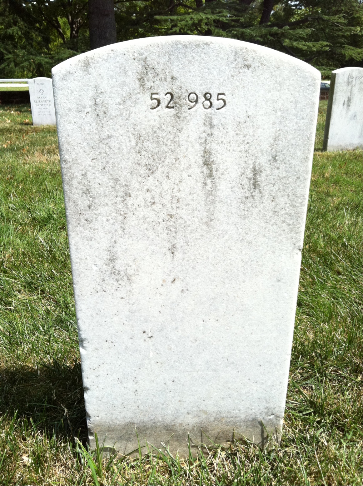 Back of headstone — Charles B Nance