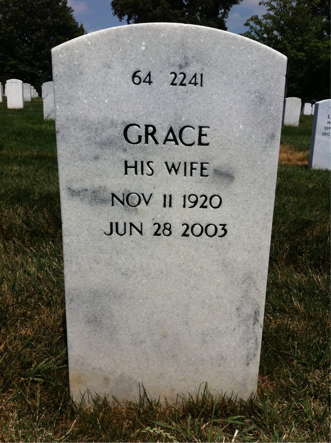 Back of headstone — Charles Conradi