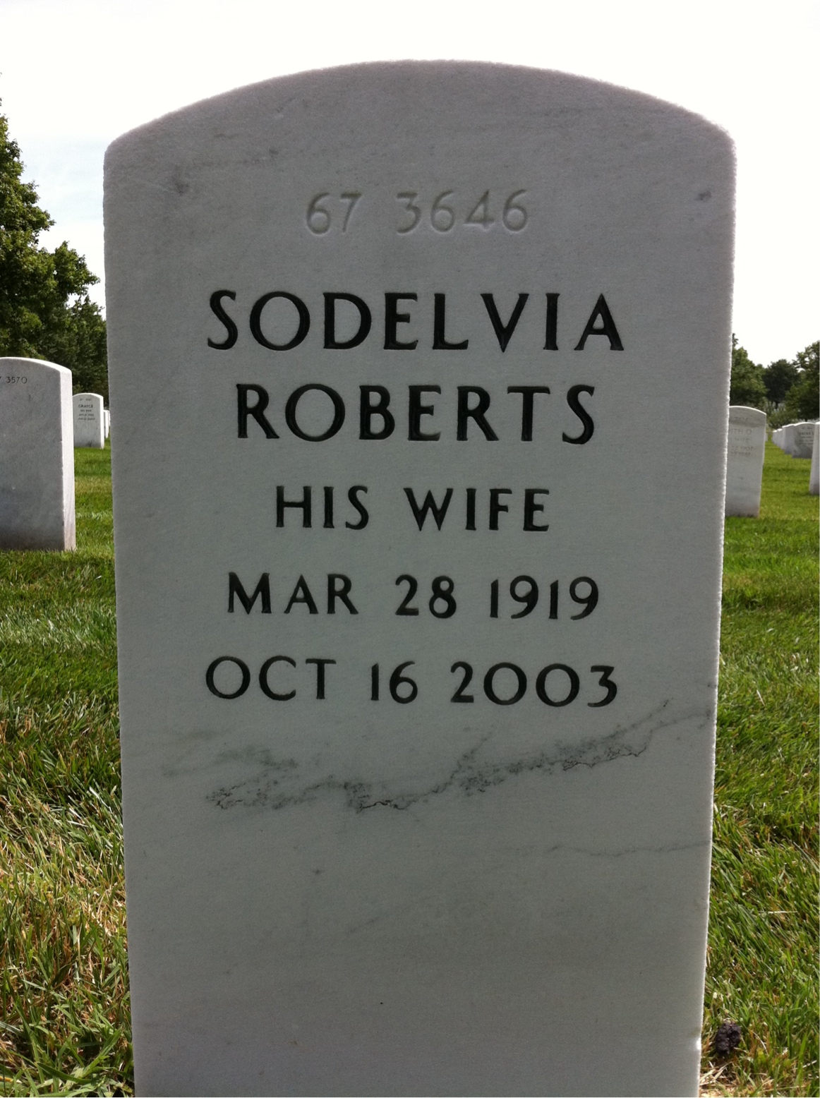 Back of headstone — Wayland Pickard