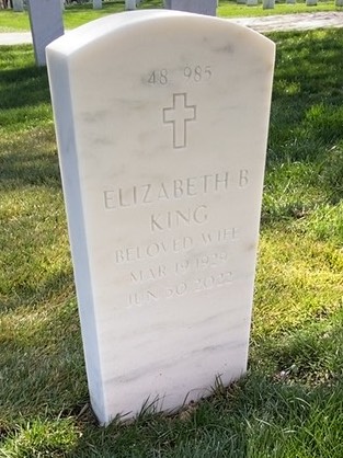 Back of headstone — William C King