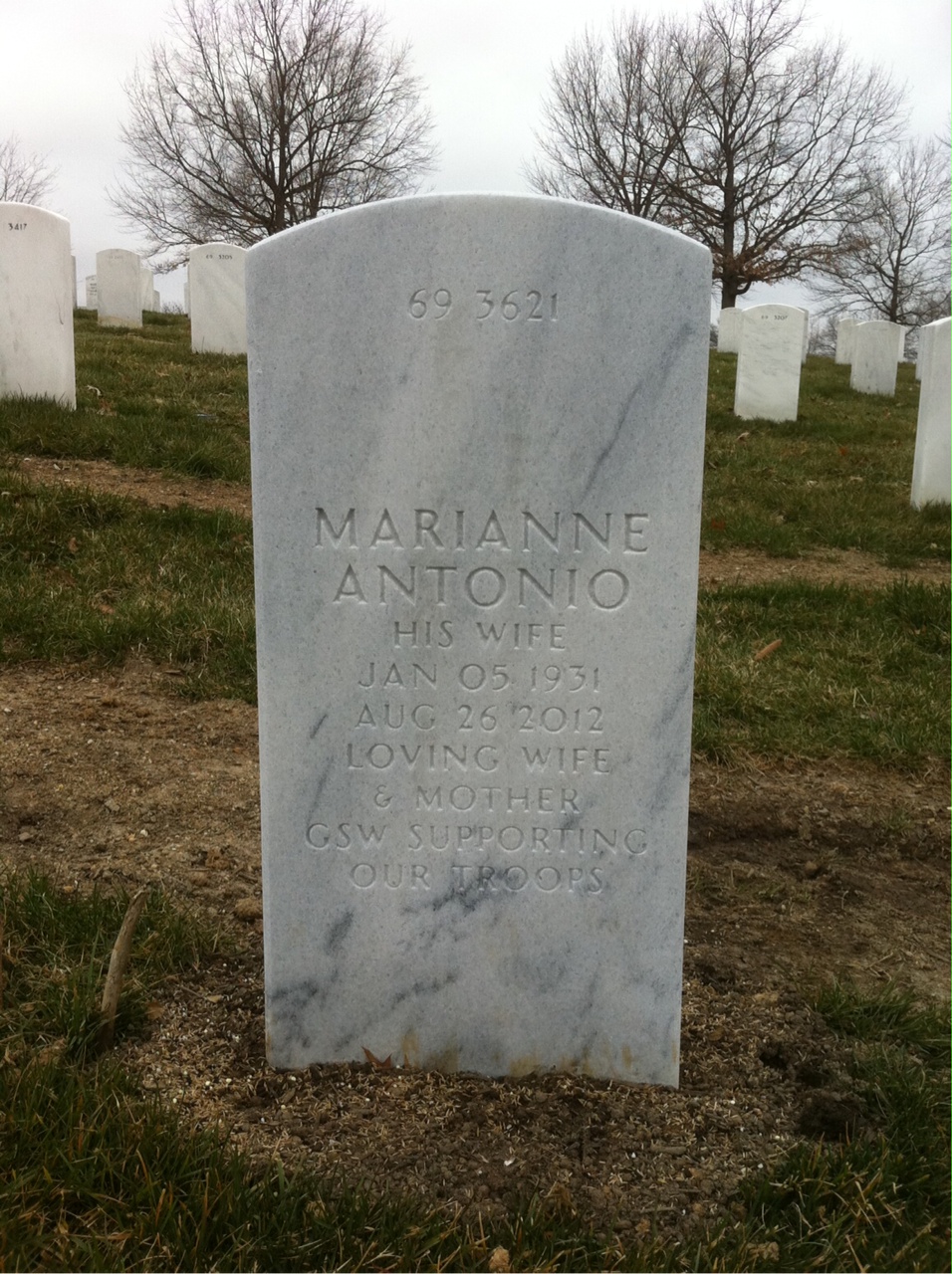 Back of headstone — Thomas J Nugent