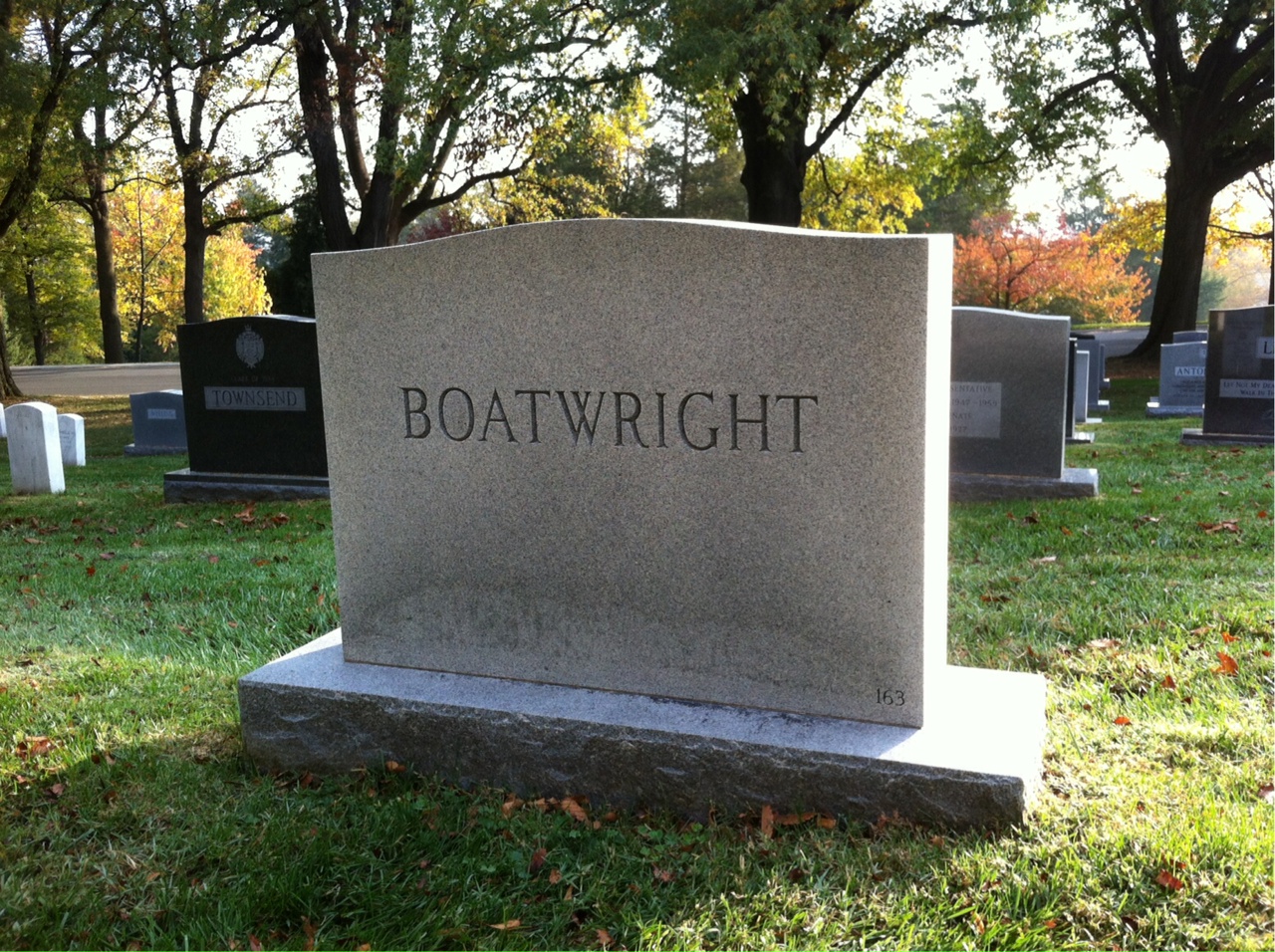 Back of headstone — Linton Boatwright