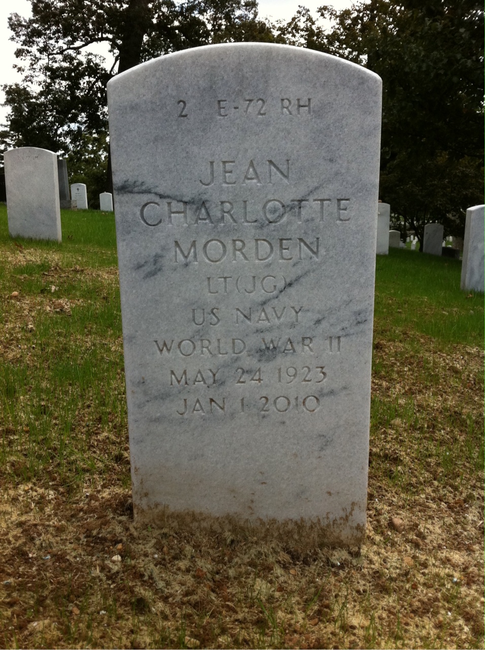 Back of headstone — Jean Morden