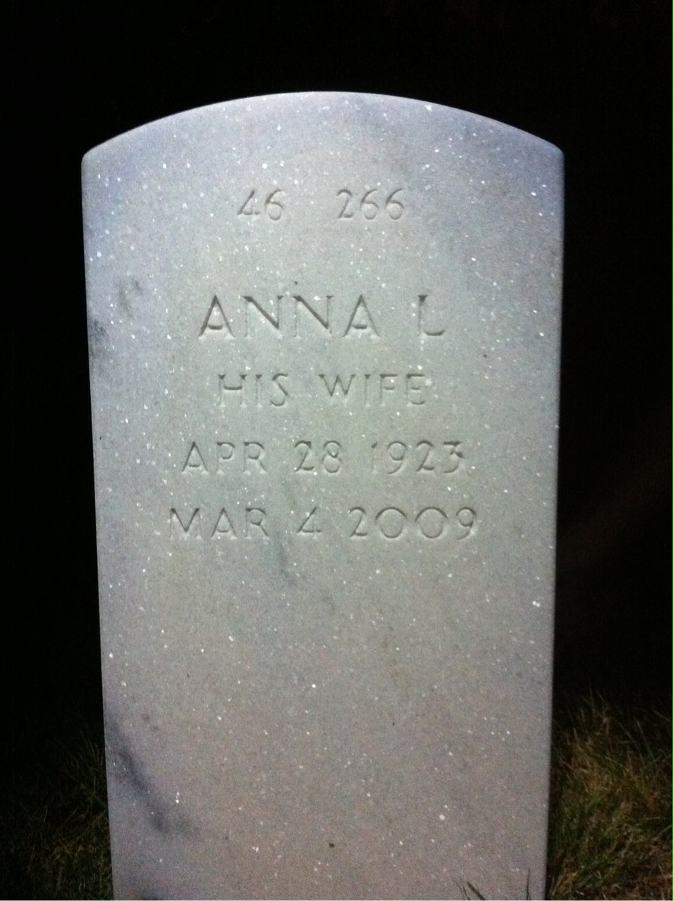 Back of headstone — Harrison Lee