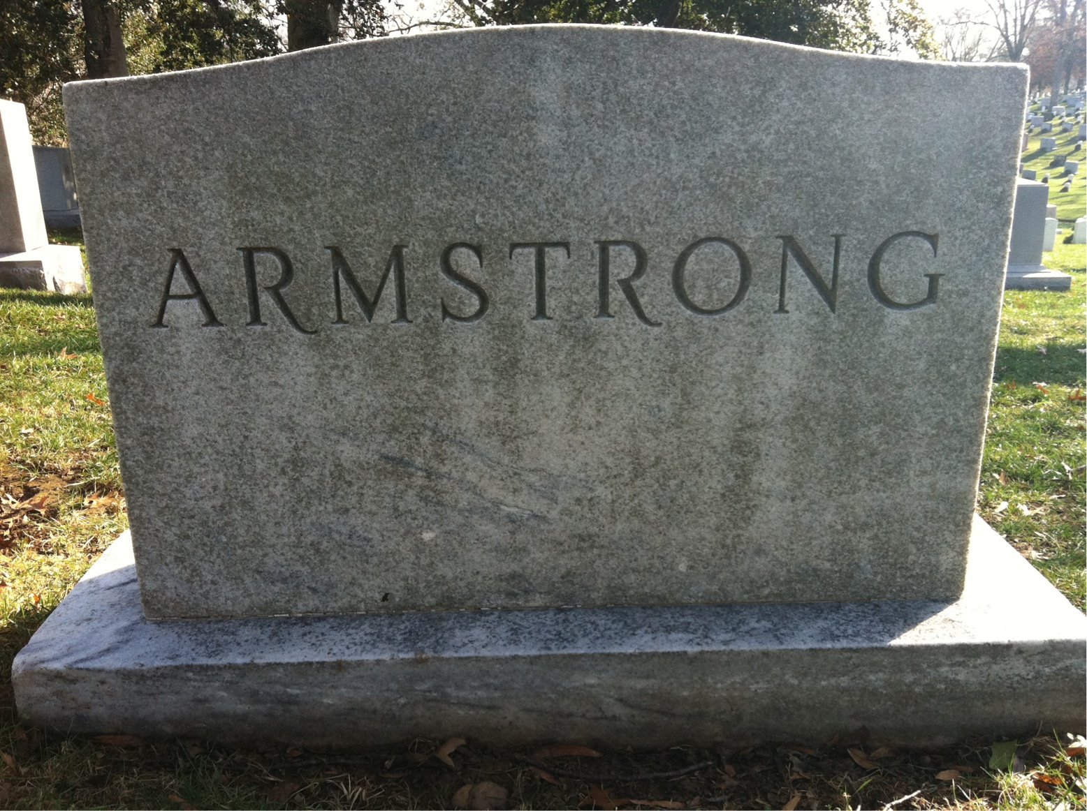 Back of headstone — Samuel Armstrong