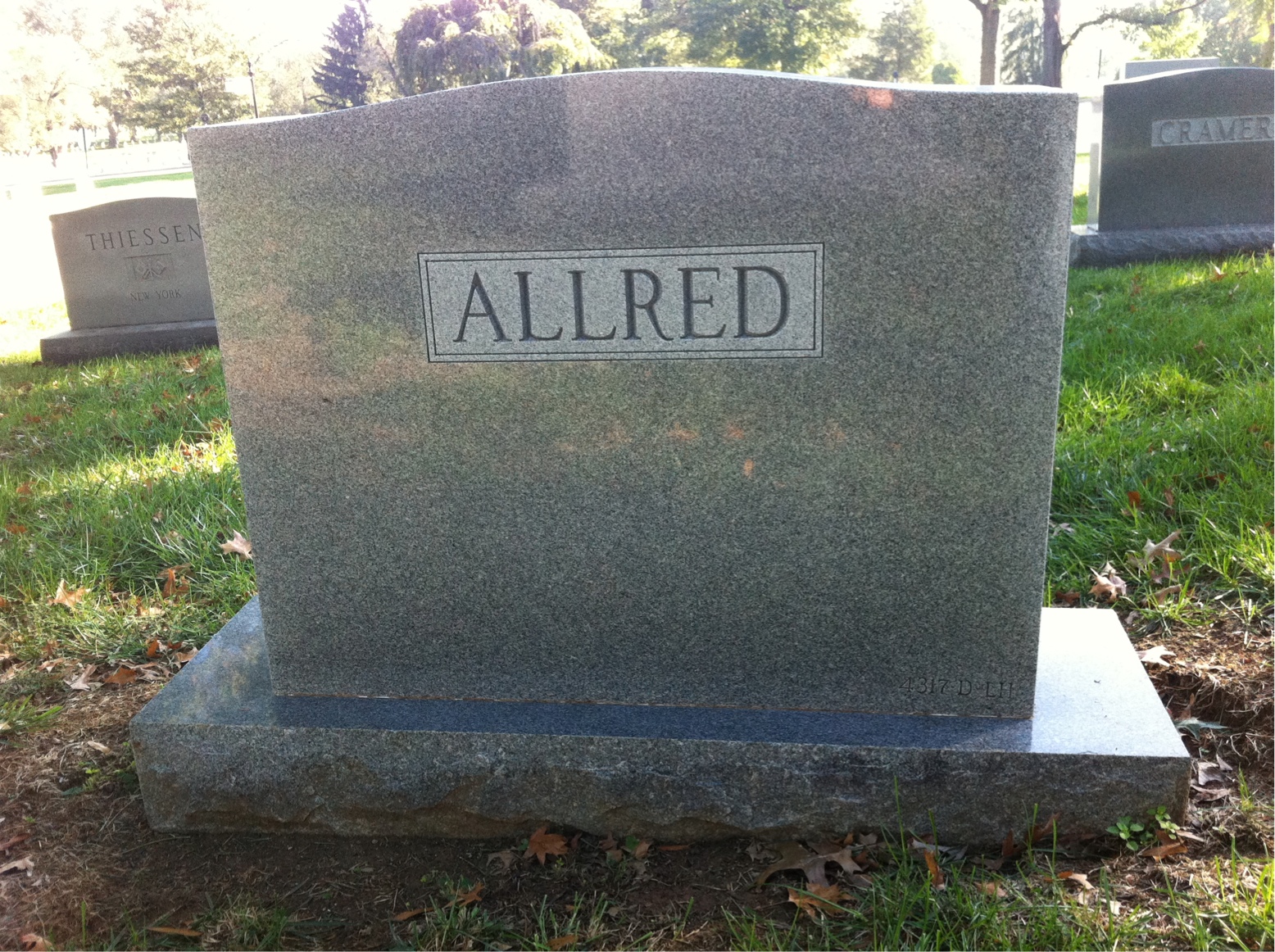 Back of headstone — June Allred