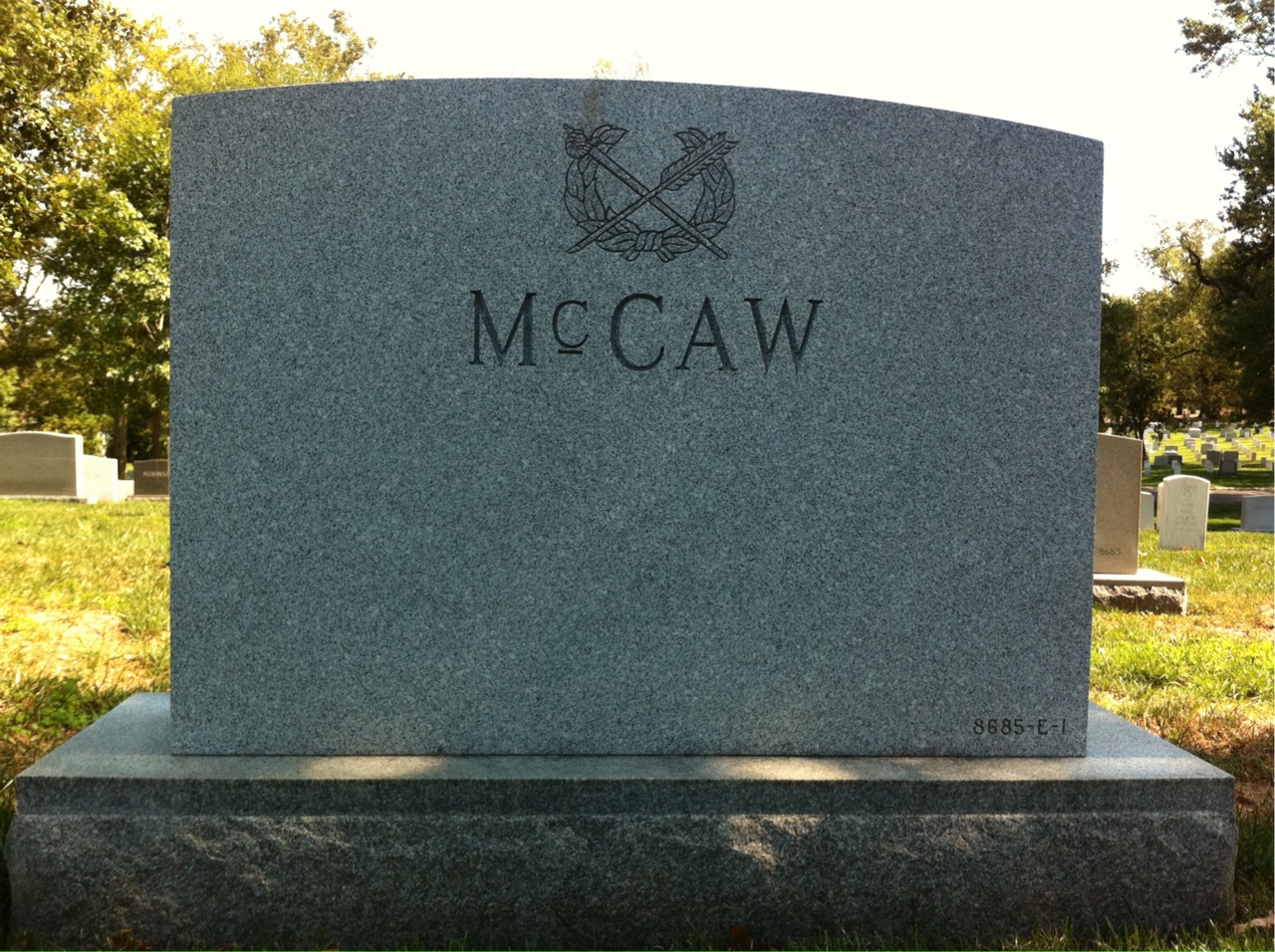 Back of headstone — Robert Mccaw
