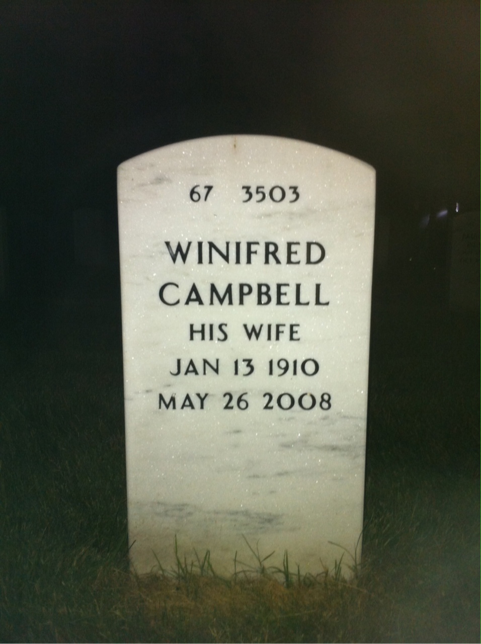 Back of headstone — Dwight Johnson