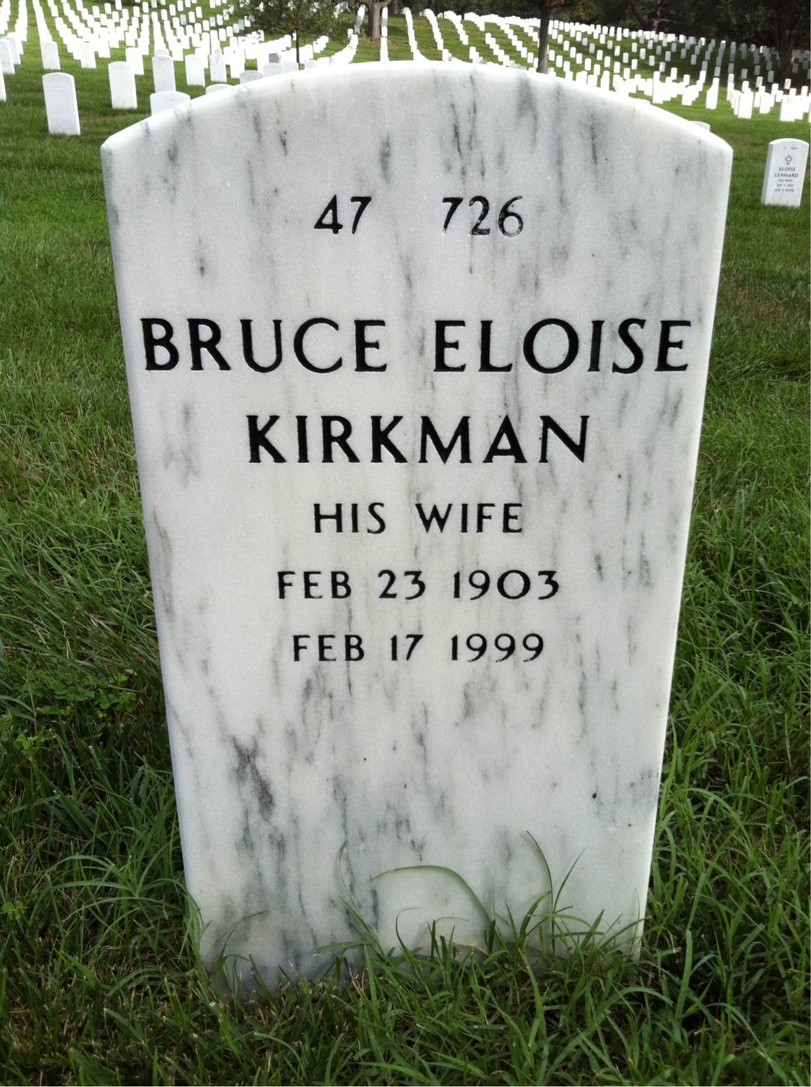 Back of headstone — Robert Bishop Lorch
