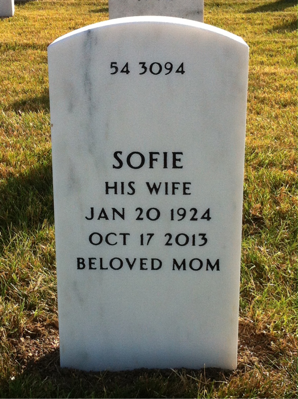 Back of headstone — Pridemore Artrip