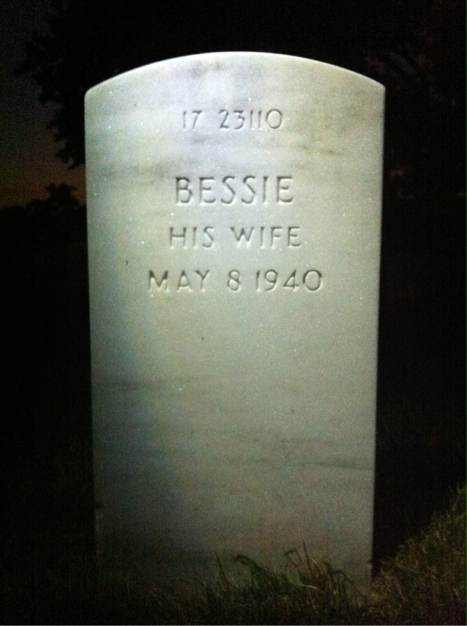 Back of headstone — Bessie Bradbury