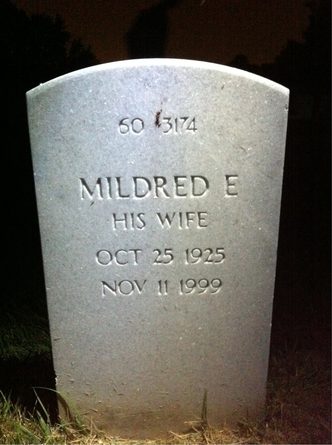 Back of headstone — Mildred Mcneal