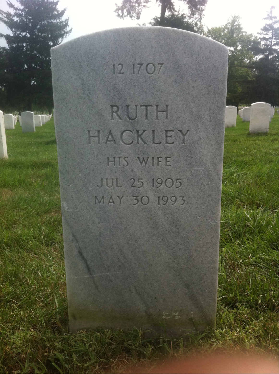 Back of headstone — Richard Cox