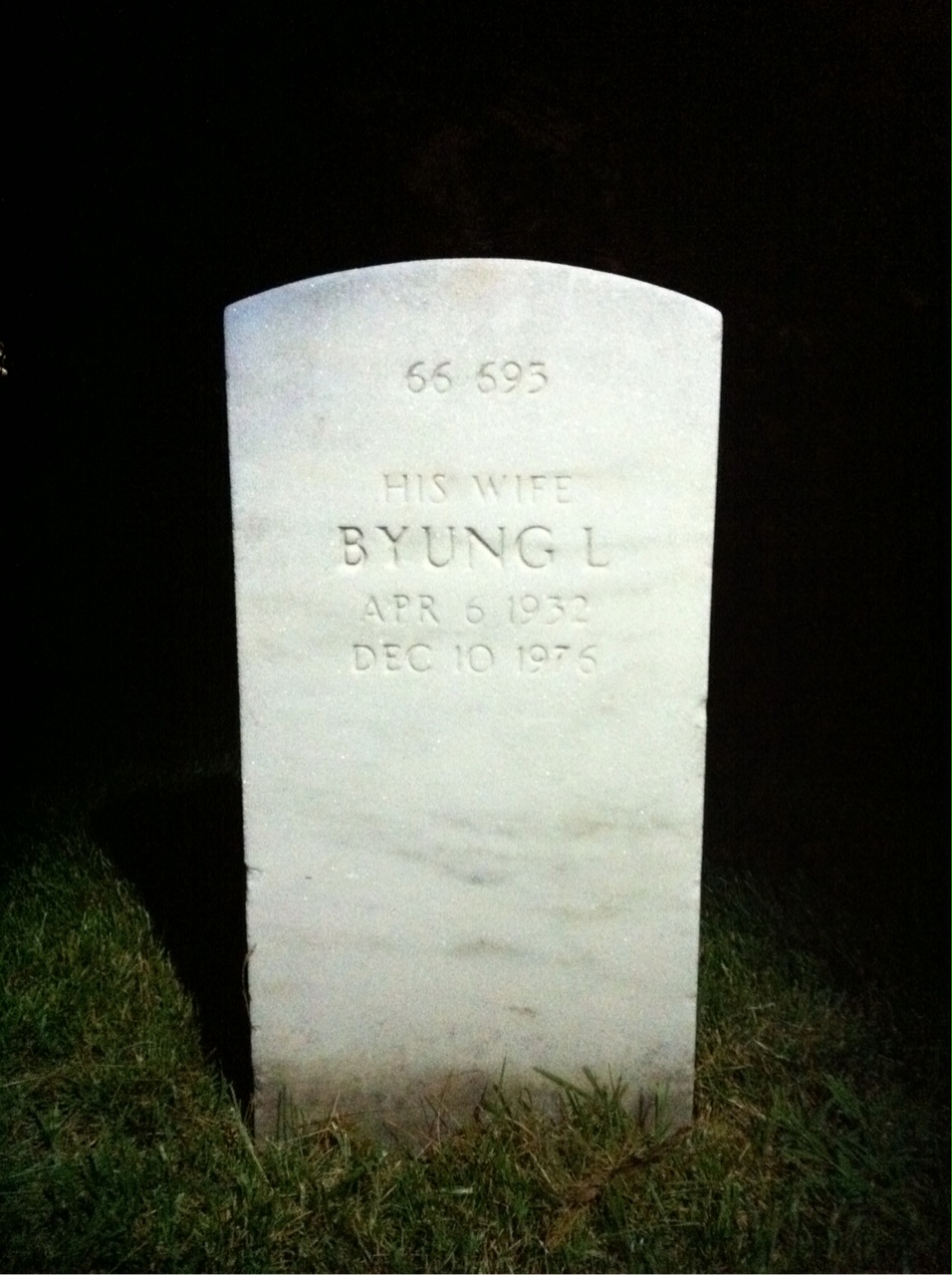 Back of headstone — Byung Anderson