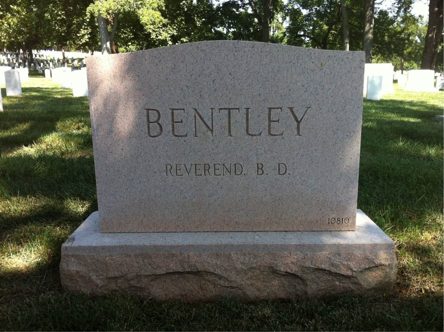 Back of headstone — Cyril Bentley
