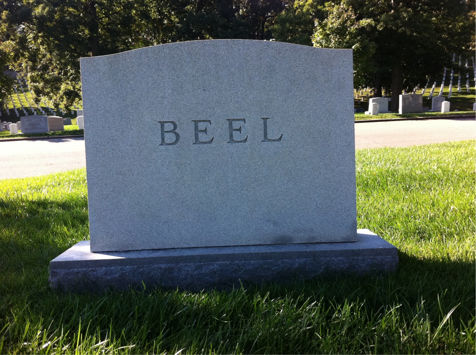 Back of headstone — Horace Beel
