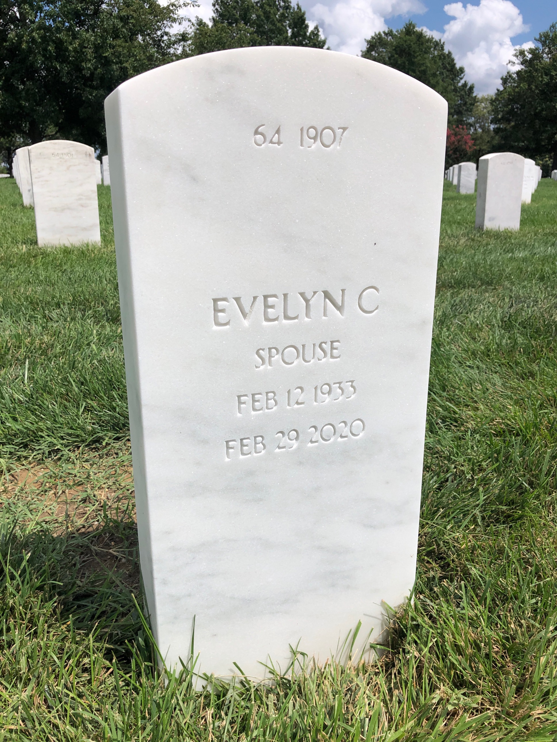 Back of headstone — Ernest Hartman