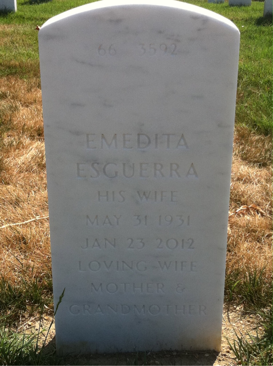 Back of headstone — Romulo Quintos