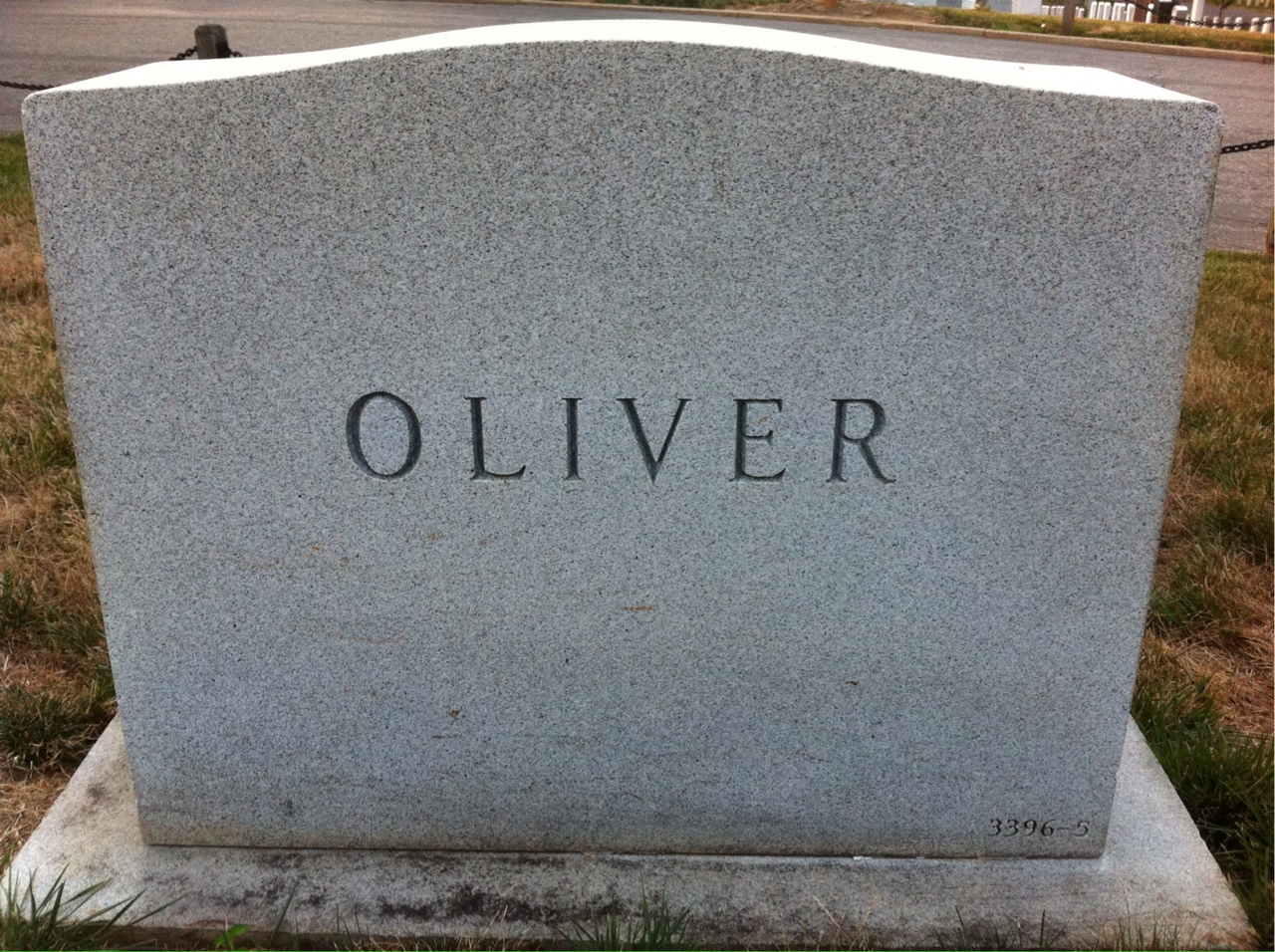 Back of headstone — Russell Oliver
